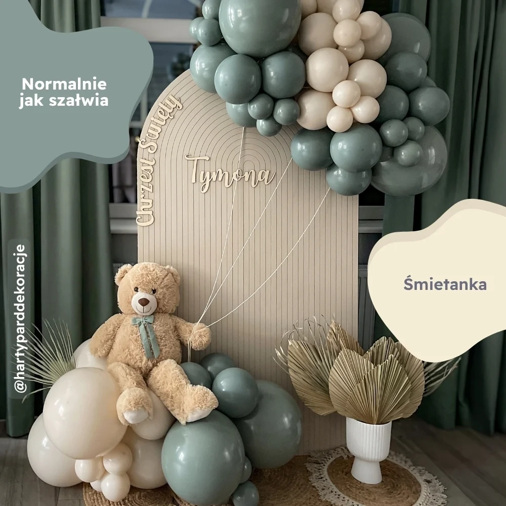 Balony lateksowe zielony szary beżowy kremowy.webp