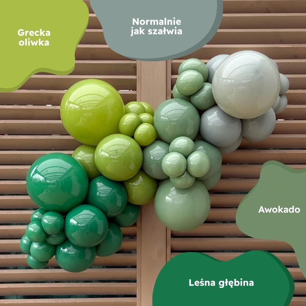 balony zielone lateksowe awokado szałwia leśna oliwka.webp