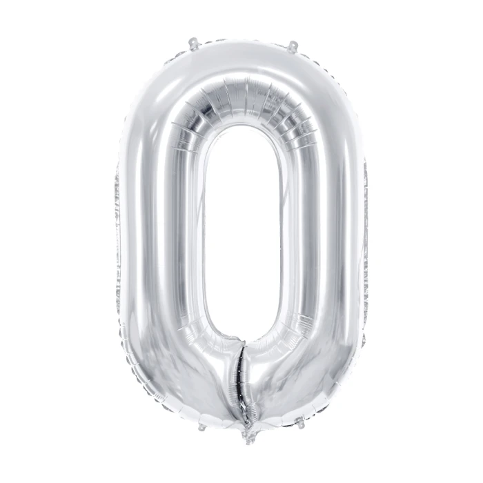 Balon foliowy Cyfra ''0'', 86cm, srebrny.webp