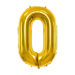 Balon foliowy Cyfra ''0'', 86cm, złoty błyszczący