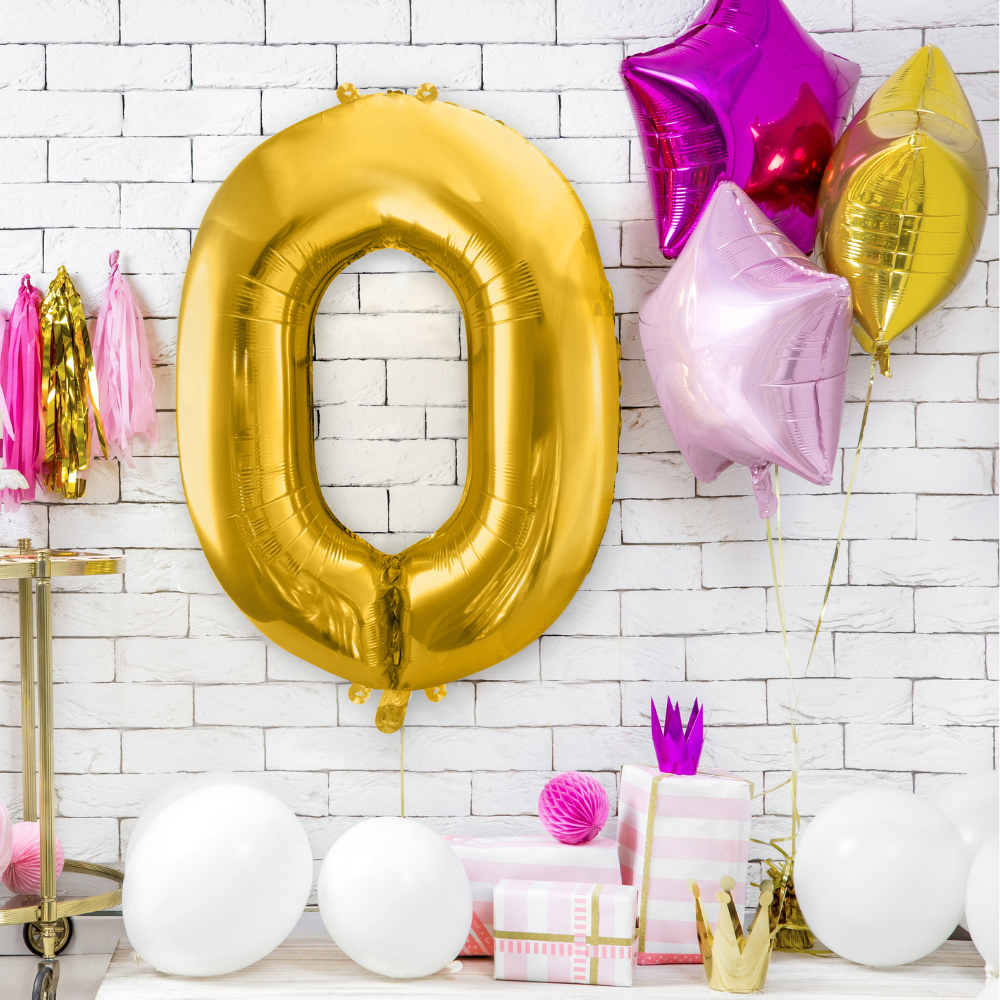 Balon foliowy Cyfra ''0'', 86cm, złoty1.webp