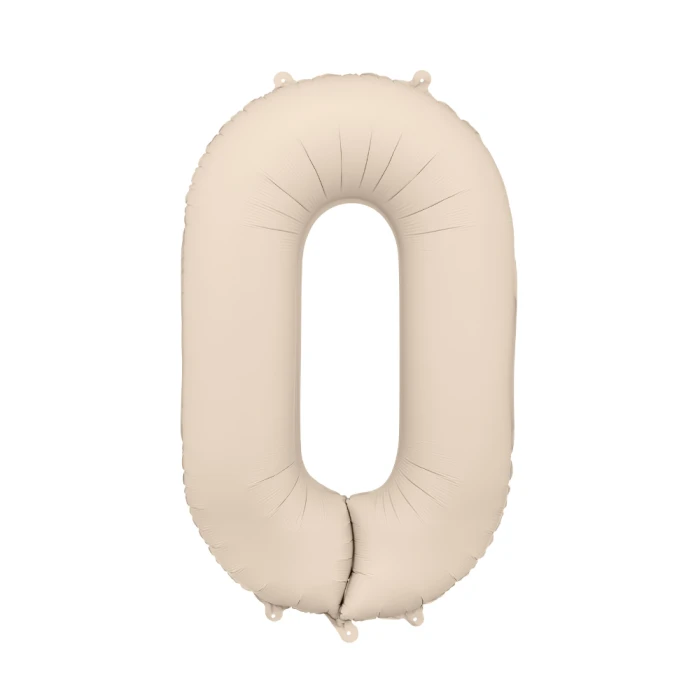 Balon foliowy Cyfra '0', 86cm, jasny beż.webp