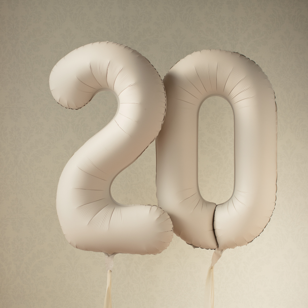 Balon foliowy Cyfra '0', 86cm, jasny beż1.webp