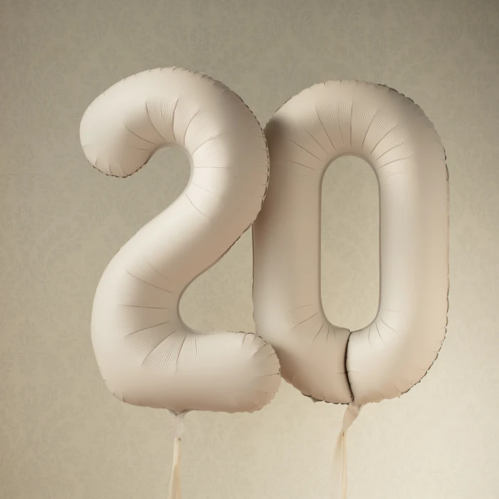 Balon foliowy Cyfra '0', 86cm, jasny beż1.webp