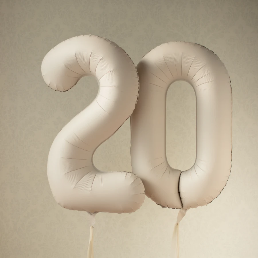 Balon foliowy Cyfra '0', 86cm, jasny beż1.webp
