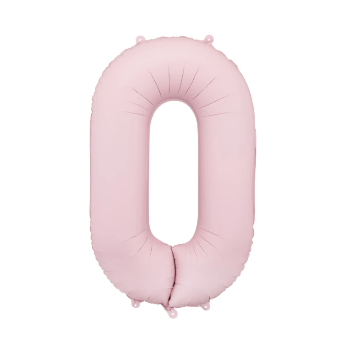Balon foliowy Cyfra ''0'', 86cm, jasny różowy.webp