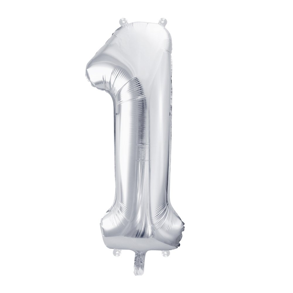Balon foliowy Cyfra ''1'', 86cm, srebrny.webp