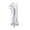 Balon foliowy Cyfra ''1'', 86cm, srebrny.webp