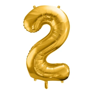 Balon foliowy Cyfra ''2'', 86cm, złoty błyszczący