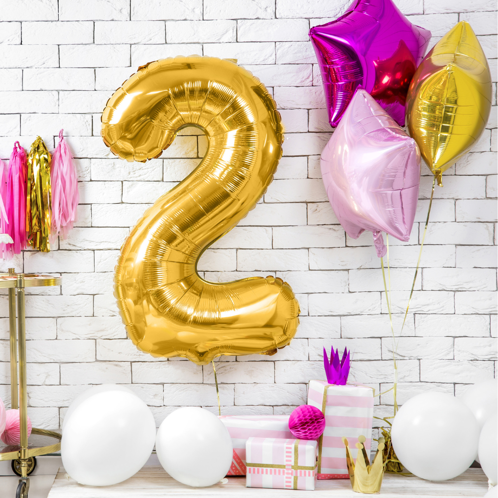 Balon foliowy Cyfra ''2'', 86cm, złoty1.webp