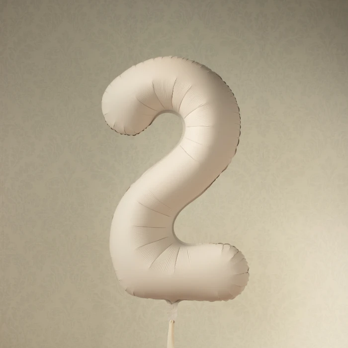Balon foliowy Cyfra '2', 86cm, jasny beż1.webp