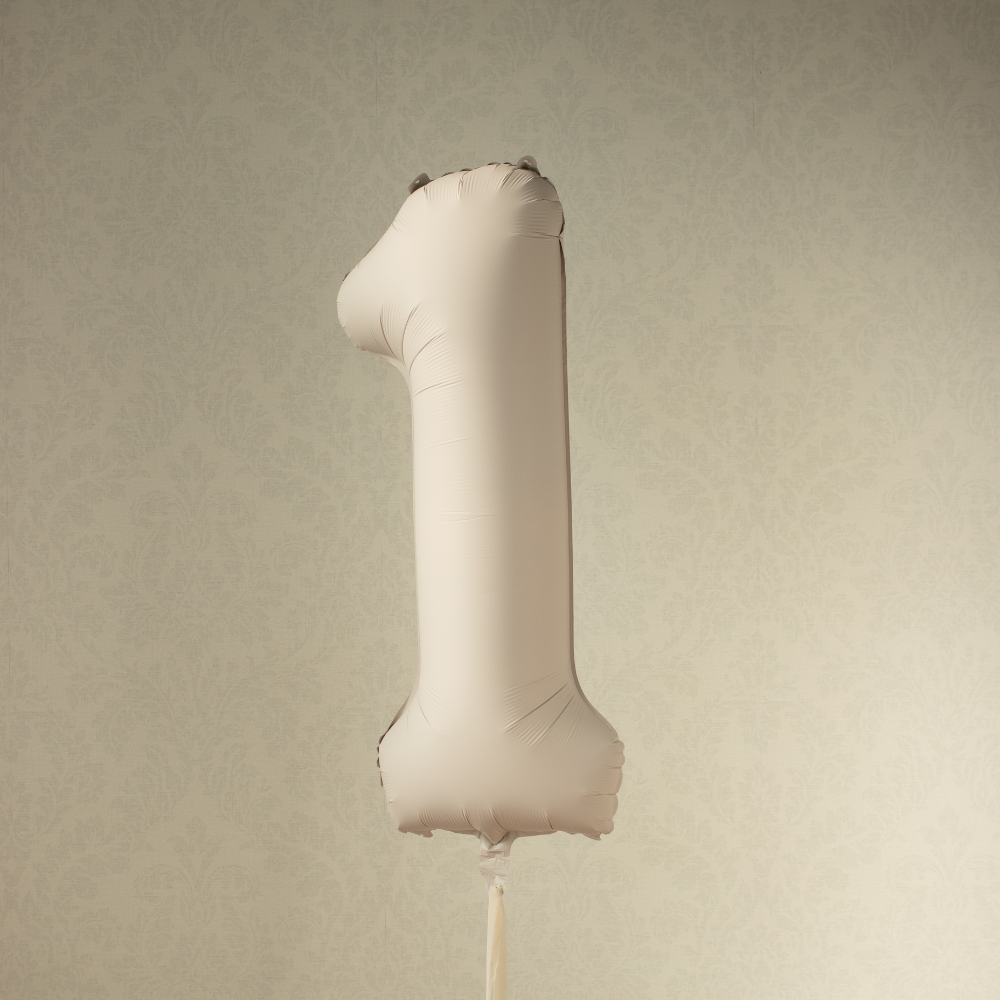 Balon foliowy Cyfra '1', 86cm, jasny beż 1.webp
