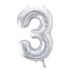 Balon foliowy Cyfra ''3'', 86cm, srebrny.webp