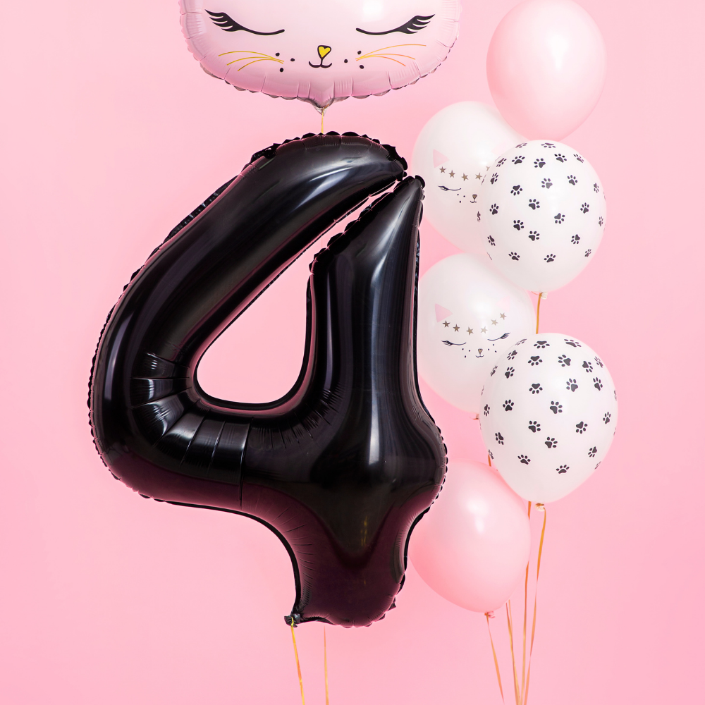 Balon foliowy Cyfra ''4'', 86cm, czarny1.webp