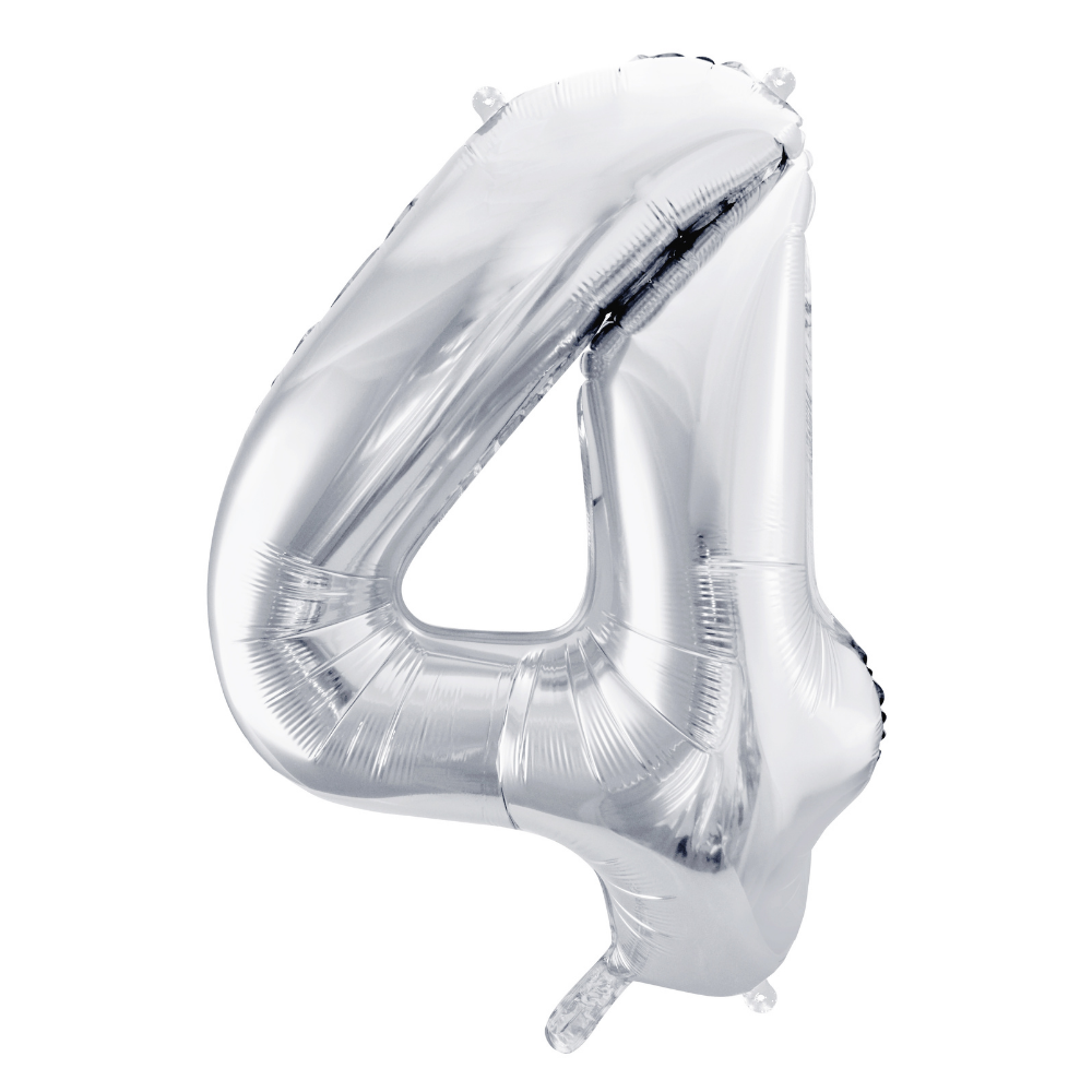 Balon foliowy Cyfra ''4'', 86cm, srebrny.webp