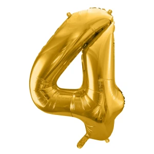 Balon foliowy Cyfra ''4'', 86cm, złoty błyszczący