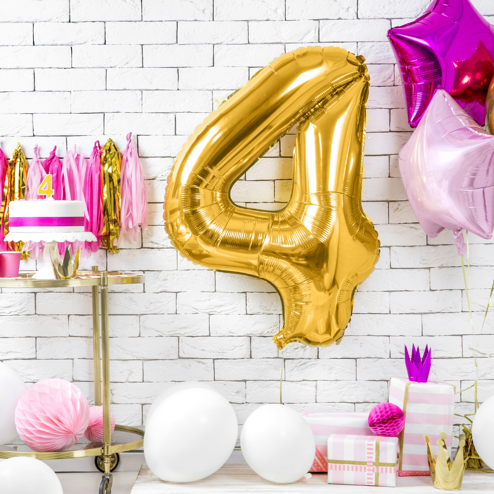 Balon foliowy Cyfra ''4'', 86cm, złoty1.webp