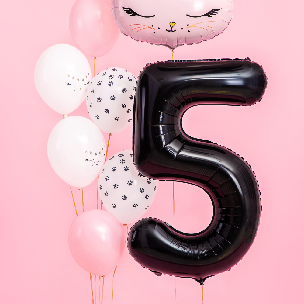 Balon foliowy Cyfra ''5'', 86cm, czarny 1.webp