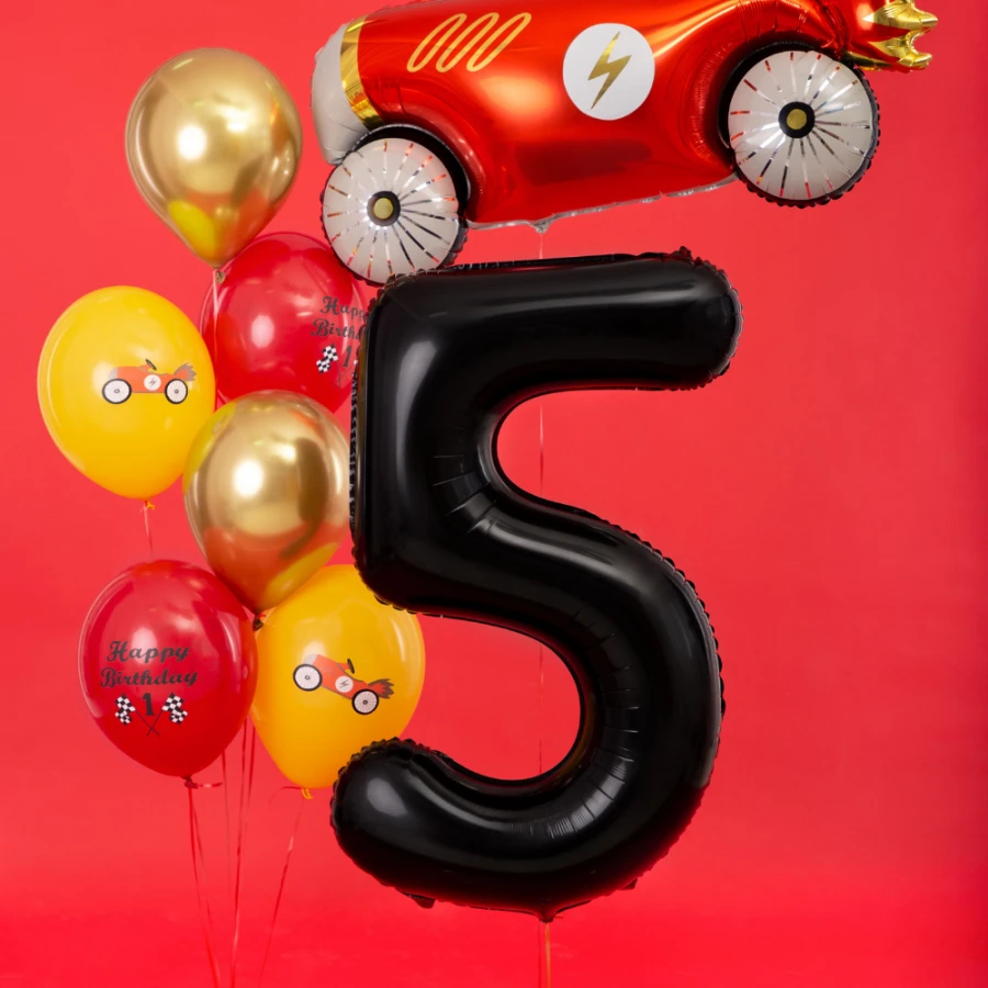 Balon foliowy Cyfra ''5'', 86cm, czarny 2.webp