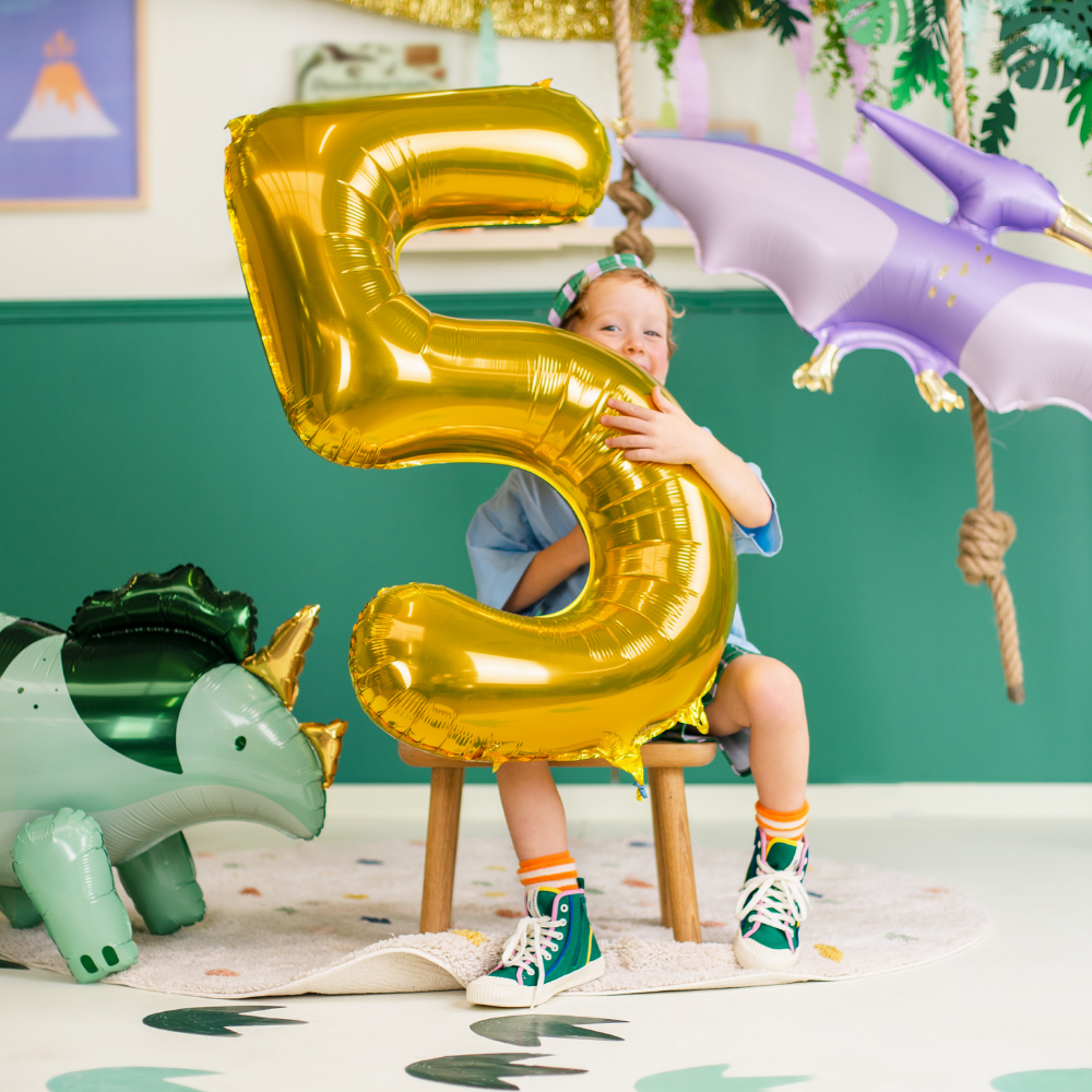 Balon foliowy Cyfra ''5'', 86cm, złoty2.webp