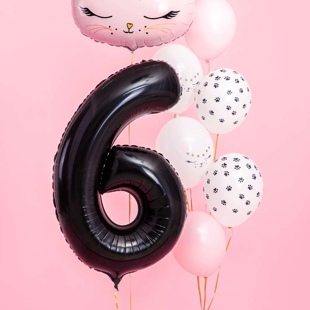 Balon foliowy Cyfra ''6'', 86cm, czarny1.webp