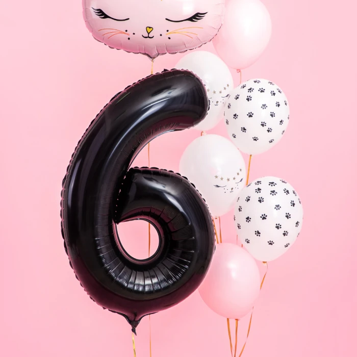 Balon foliowy Cyfra ''6'', 86cm, czarny1.webp