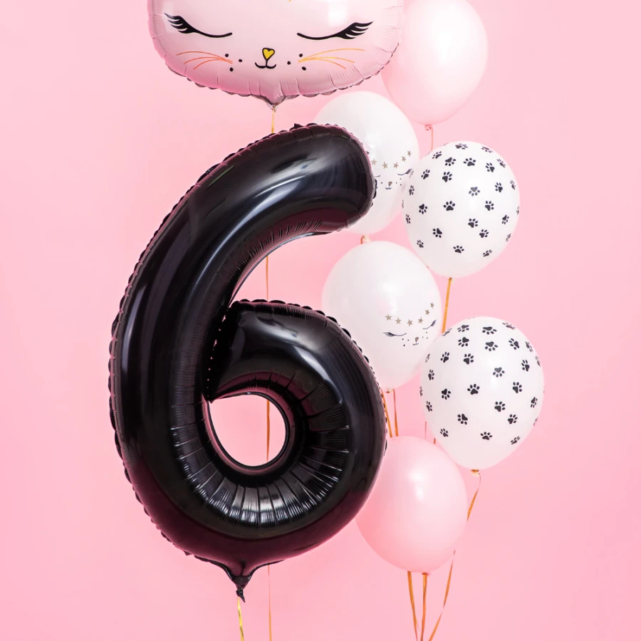 Balon foliowy Cyfra ''6'', 86cm, czarny1.webp