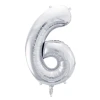 Balon foliowy Cyfra ''6'', 86cm, srebrny.webp