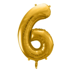 Balon foliowy Cyfra ''6'', 86cm, złoty błyszczący