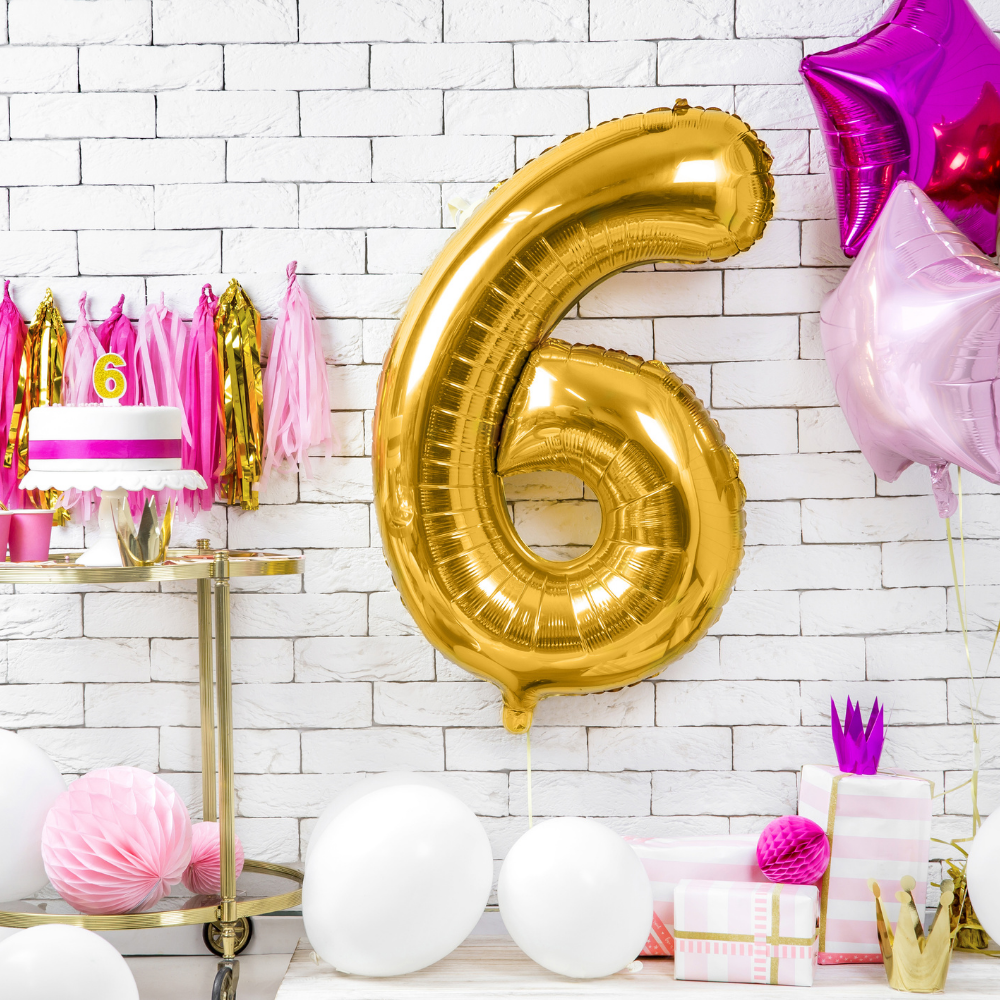 Balon foliowy Cyfra ''6'', 86cm, złoty1.webp
