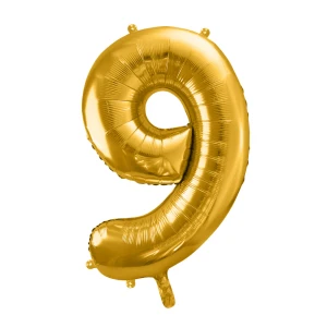 Balon foliowy Cyfra ''9'', 86cm, złoty błyszczący