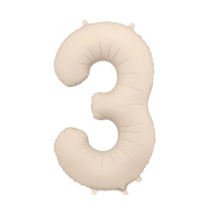 Balon foliowy Cyfra "3" 86cm, jasny beż