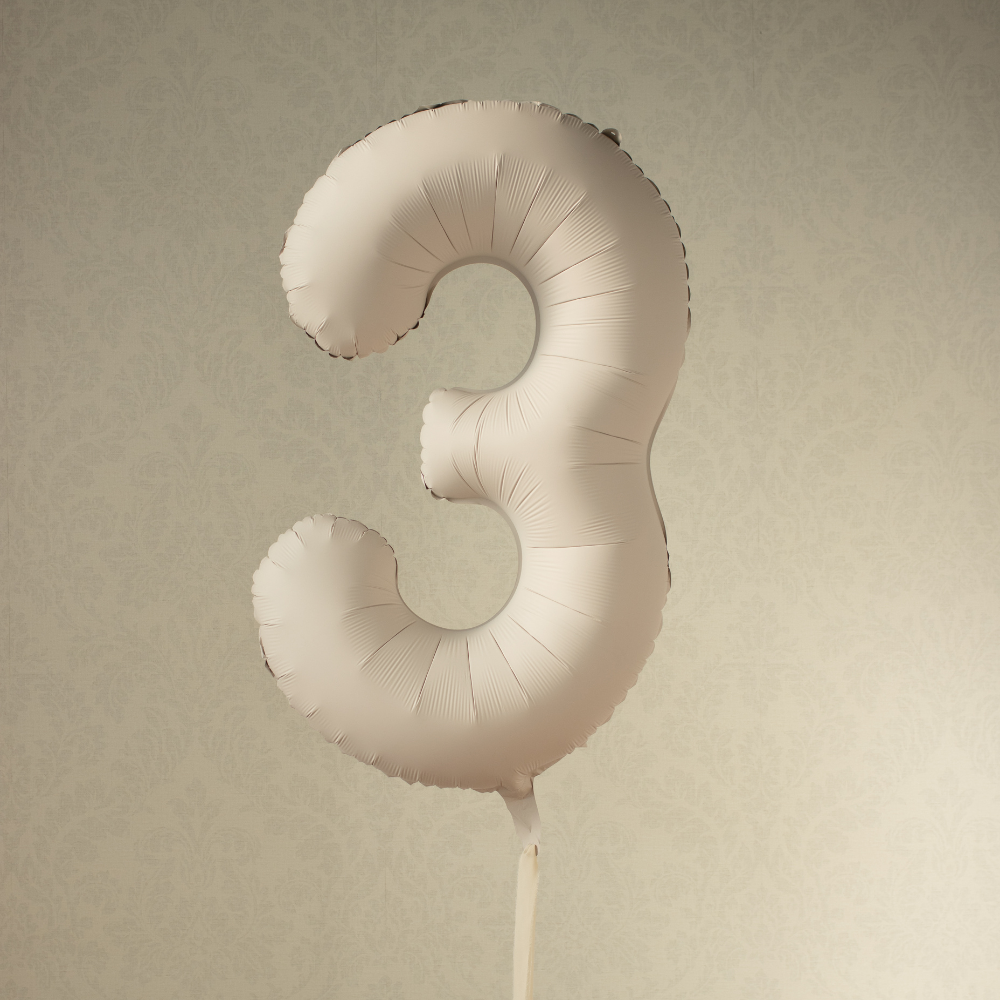 Balon foliowy Cyfra '3', 86cm, jasny beż (2).webp