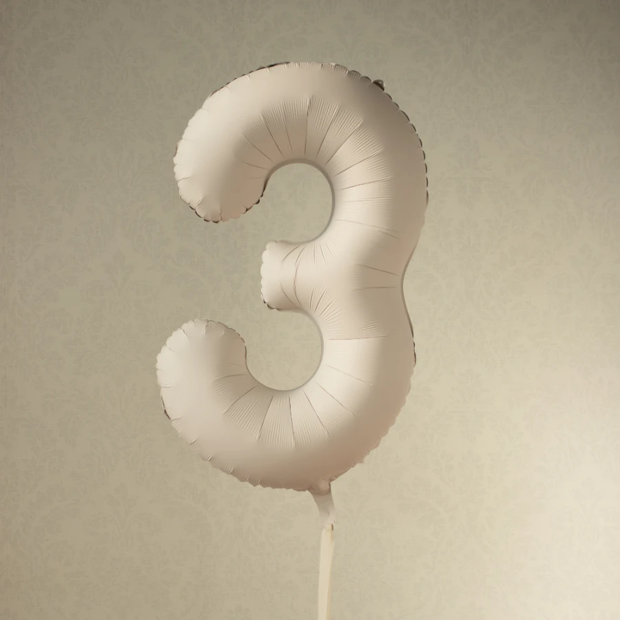 Balon foliowy Cyfra '3', 86cm, jasny beż (2).webp