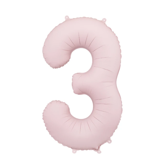 Balon foliowy Cyfra '3', 86cm, jasny różowy.webp