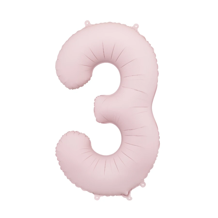 Balon foliowy Cyfra '3', 86cm, jasny różowy.webp