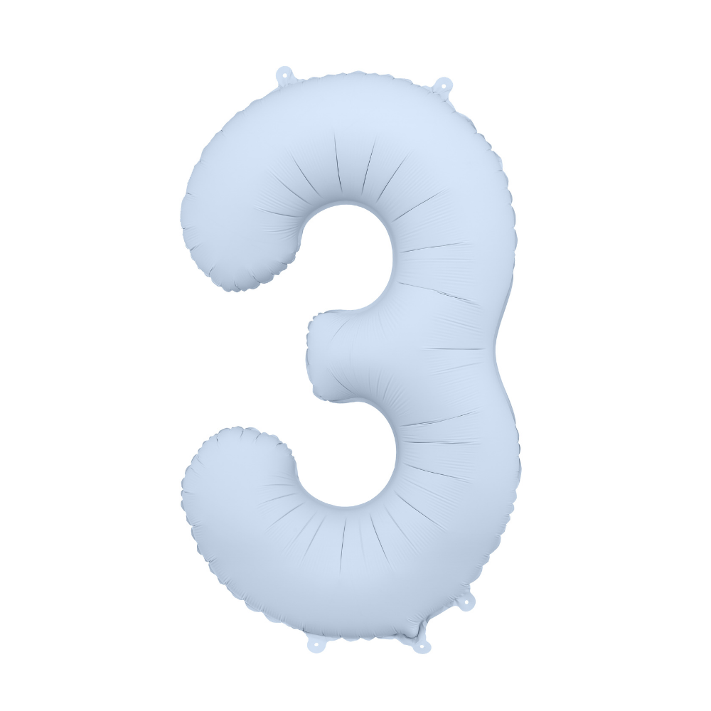 Balon foliowy Cyfra '3', 86cm, mglisty niebieski.webp