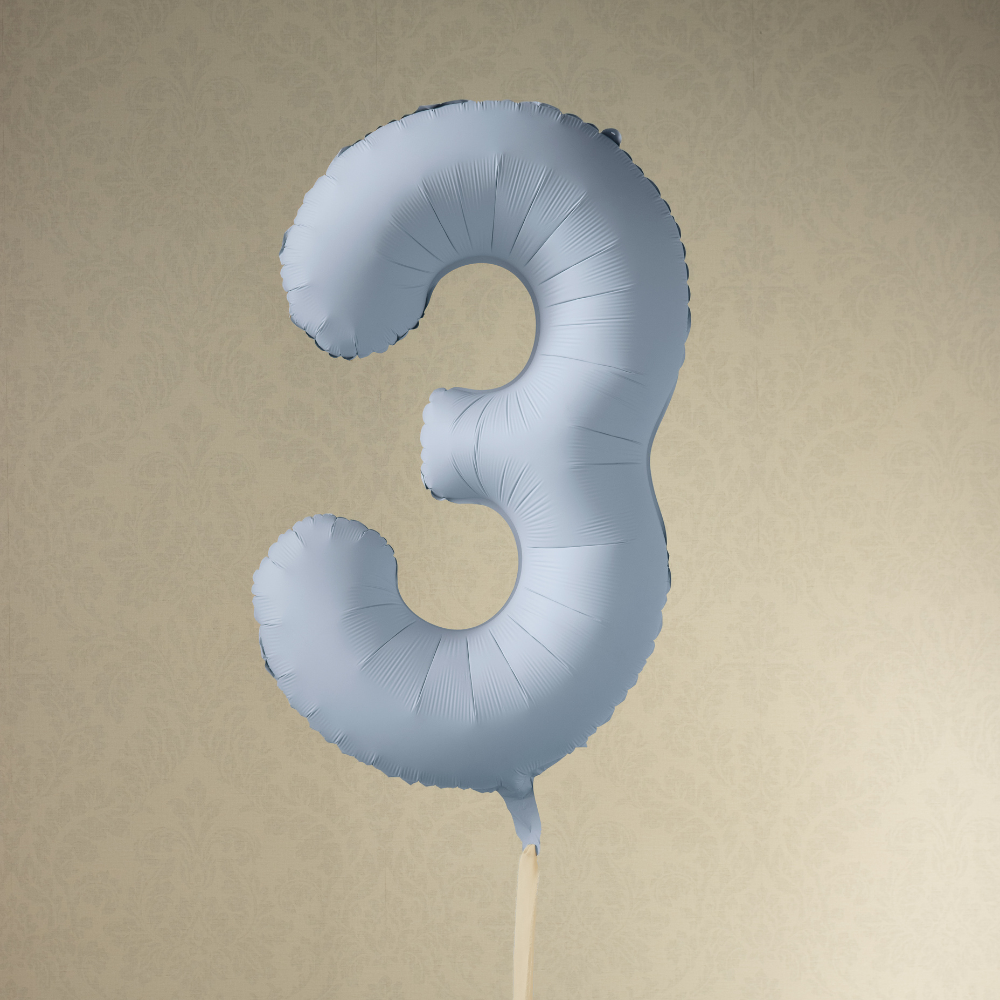 Balon foliowy Cyfra '3', 86cm, mglisty niebieski1.webp
