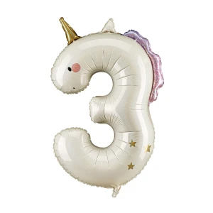 Balon foliowy Cyfra ''3'' Jednorożec, 93cm