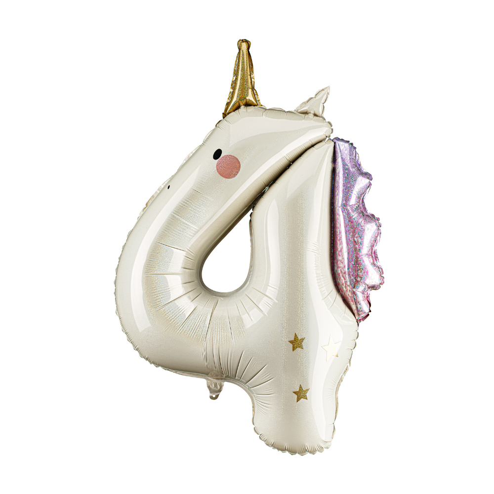 Balon foliowy Cyfra ''4'' Jednorożec, 93cm, mix.webp