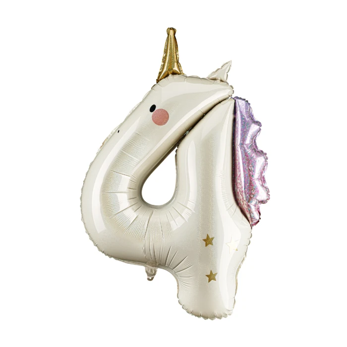 Balon foliowy Cyfra ''4'' Jednorożec, 93cm, mix.webp