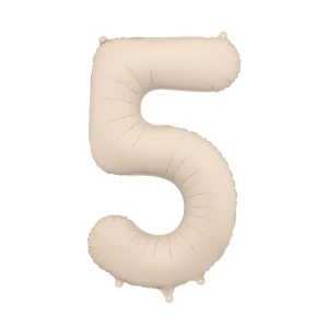 Balon foliowy Cyfra "5" 86cm, jasny beż