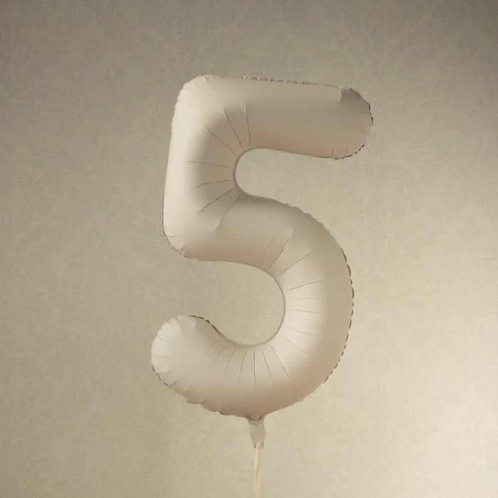 Balon foliowy Cyfra '5', 86cm, jasny beż1.webp