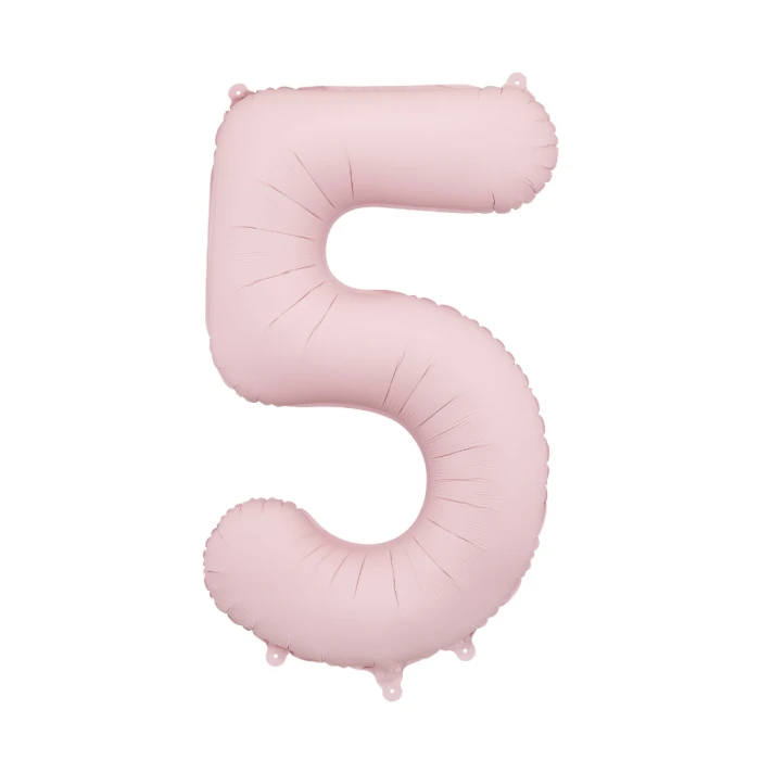 Balon foliowy Cyfra '5', 86cm, jasny różowy.webp