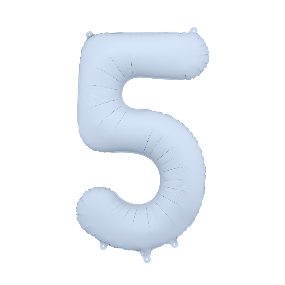 Balon foliowy Cyfra '5', 86cm, mglisty niebieski.webp