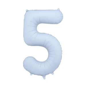 Balon foliowy Cyfra "5" 86cm, mglisty niebieski