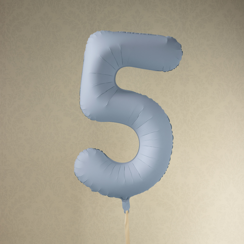 Balon foliowy Cyfra '5', 86cm, mglisty niebieski1.webp