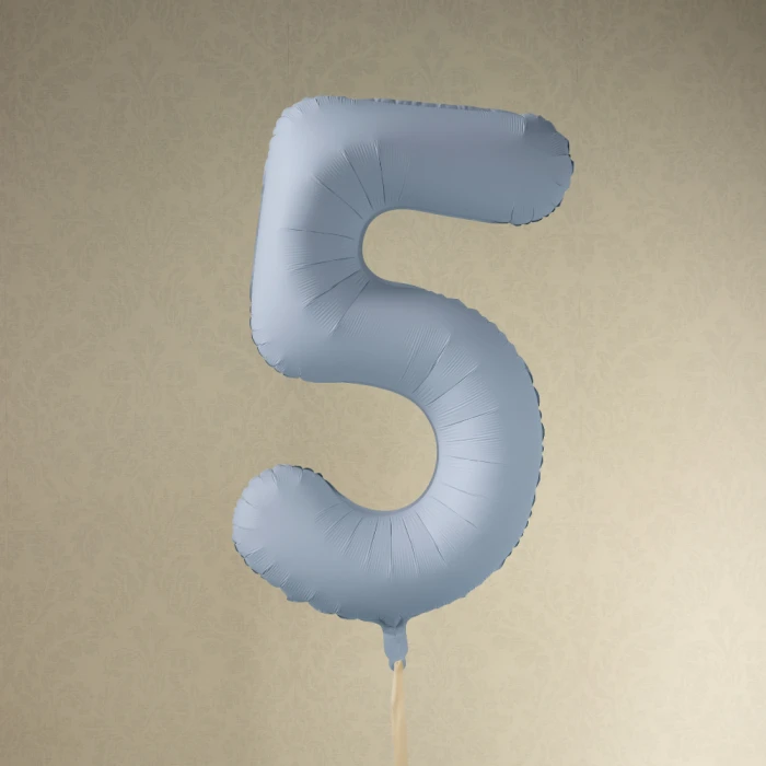Balon foliowy Cyfra '5', 86cm, mglisty niebieski1.webp