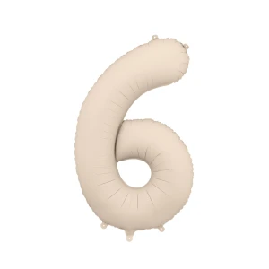 Balon foliowy Cyfra "6" 86cm, jasny beż