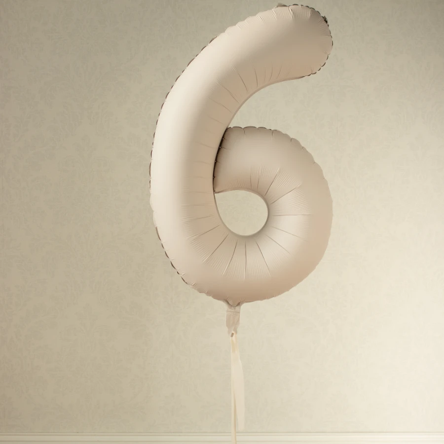Balon foliowy Cyfra '6', 86cm, jasny beż1.webp